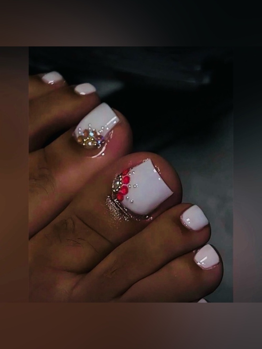 Pink, White & Silver Rhinestone Short Square Toe Nail Kit | Press-On